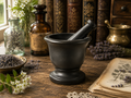 Mortar & Pestle • Apothecary Black Soapstone Herb Grinder for Rituals, Herbs, Resins and Incense