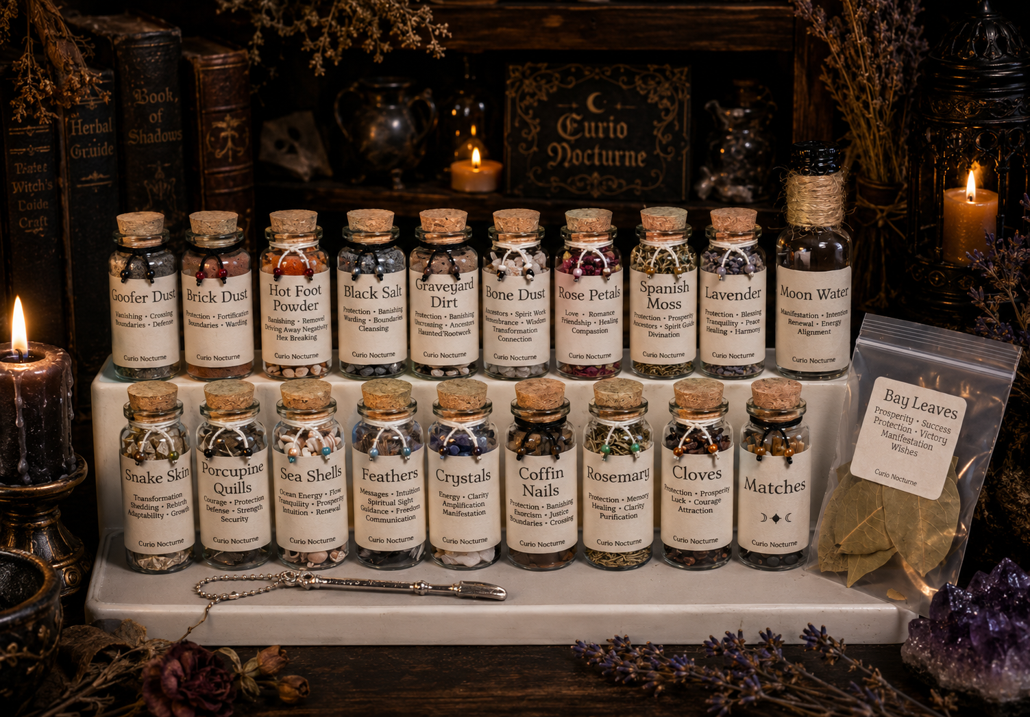 Witch's Curio Collection • 21 Piece Apothecary Kit for Ritual, Altar & Spell Work