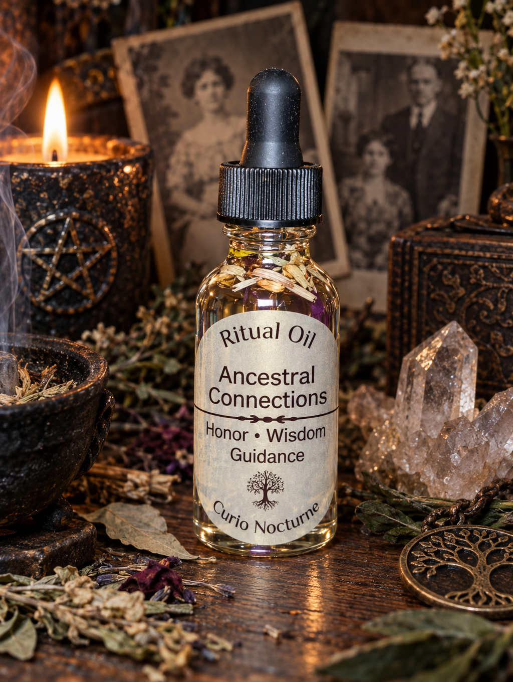 Ancestral Connection Oil • Ancestor Communication, Spirit Guide Work, Lineage Healing, Hoodoo Oil, Spiritual Ancestral Work