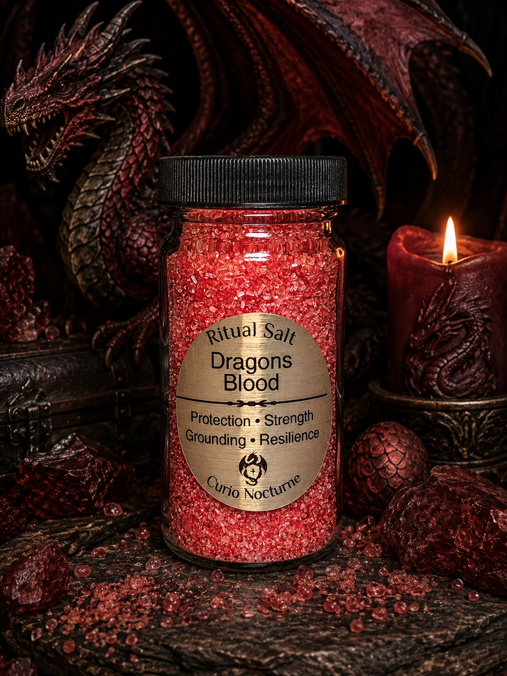 Dragon's Blood Ritual Salt – Protection • Strength • Grounding • Resilience | 4 oz Glass Jar
