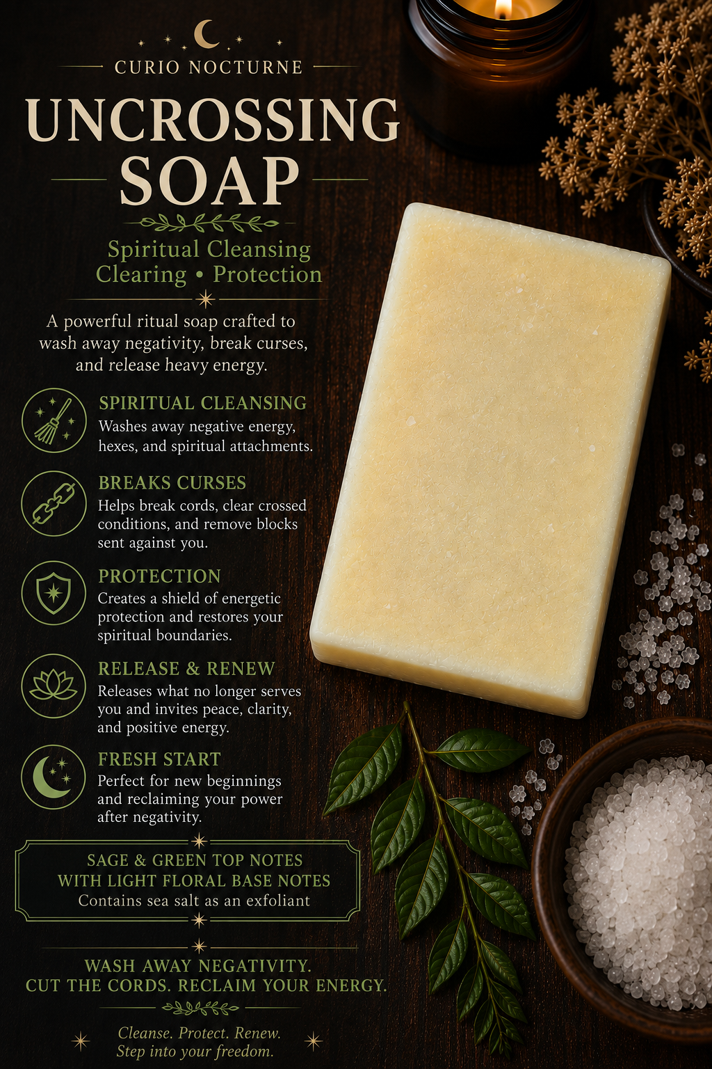 Uncrossing Soap • Handmade Ritual Soap for Spiritual Cleansing, Protection & Energy Clearing • Removes Negative Energy