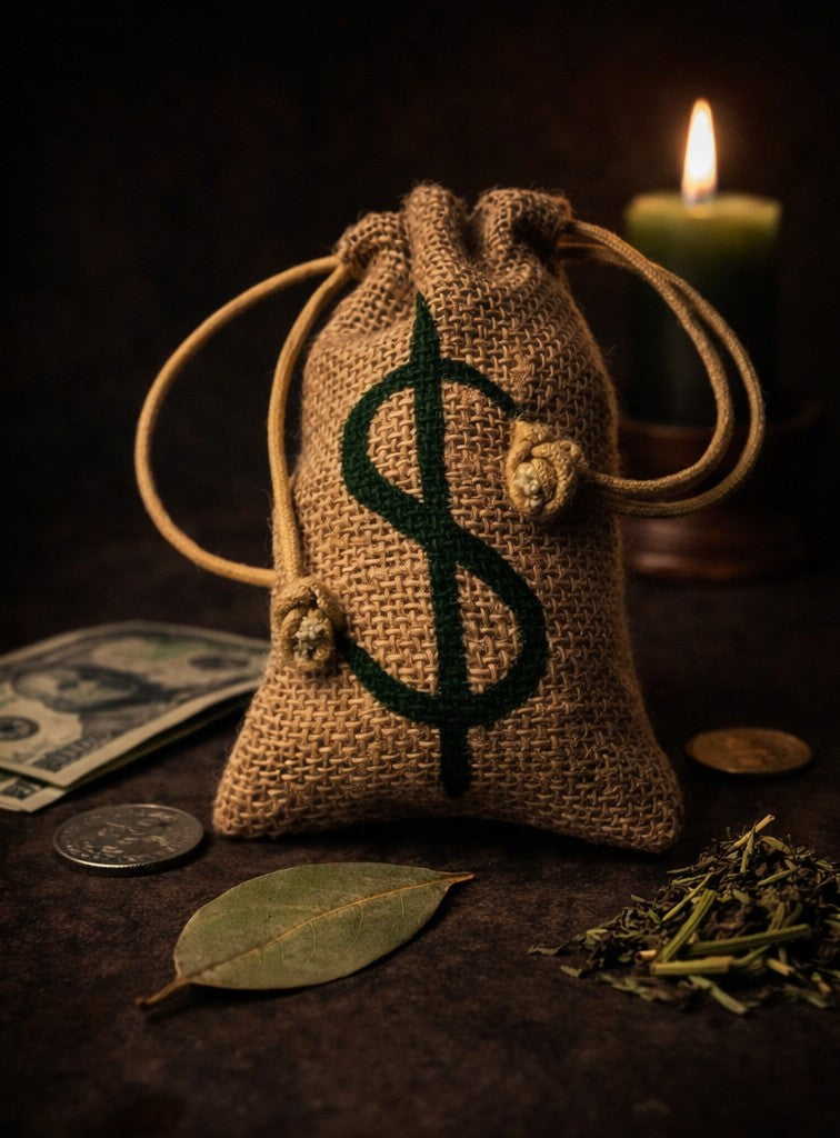Money Drawing Mojo Sachet • Handpainted and Spelled Prosperity Charm for Wealth, Abundance & Financial Attraction