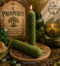 Prosperity Beeswax Ritual Candles • Attract Wealth, Abundance & Success • Hand Rolled Spell Candles • Set of 2