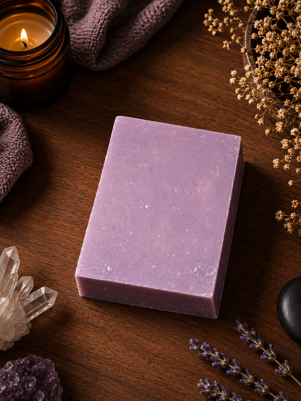 Shadow Work Ritual Soap • Oakmoss Lavender Sea Salt Scrub • Handmade Exfoliating Ground Reflection Emotional Release • Spiritual Self Care