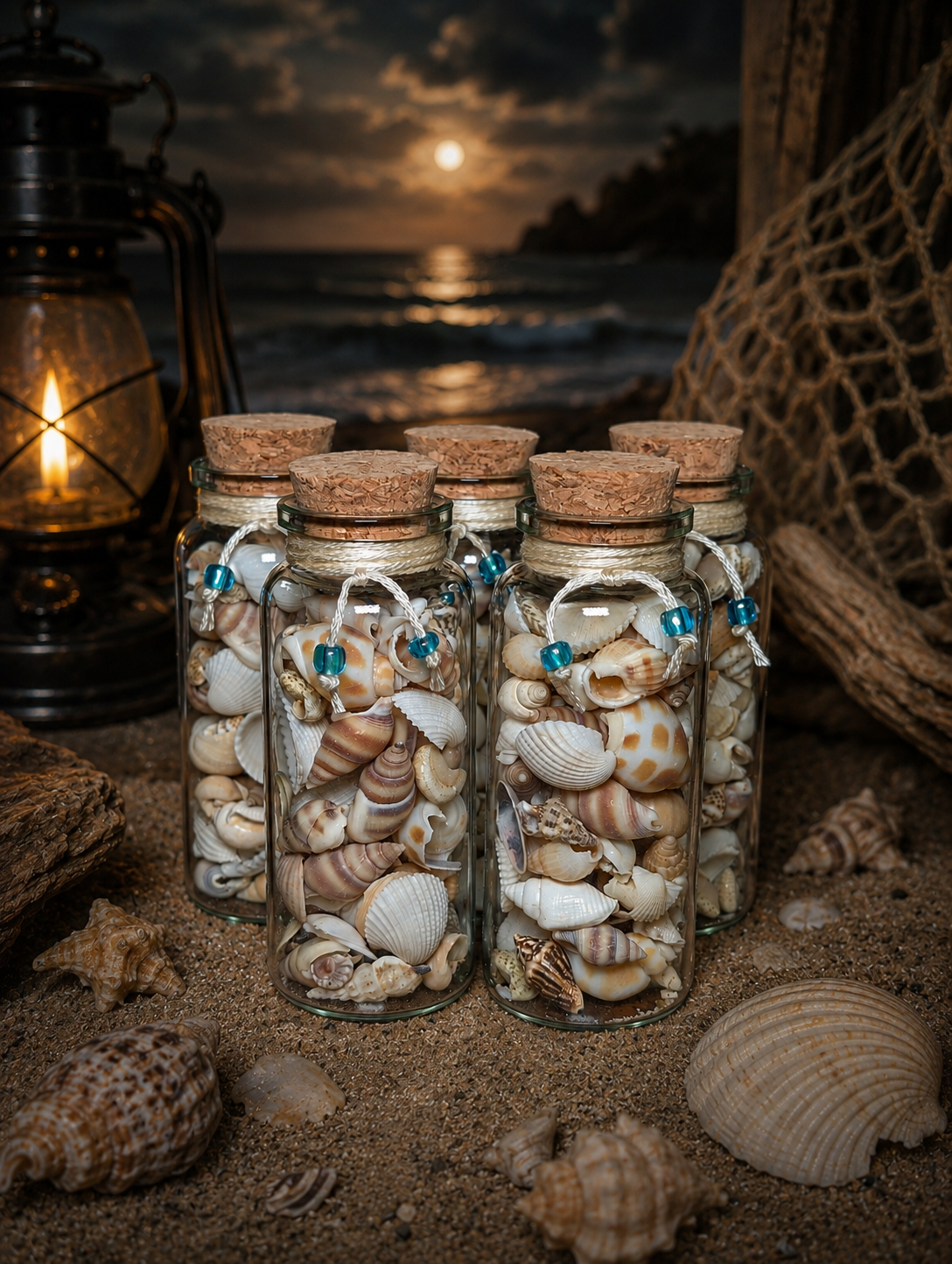 Seashell Bottle • Shells in Corked Glass • Altar Decor, Ocean Magic, Spell & Ritual Supplies