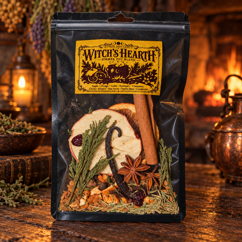 Witch’s Hearth Simmer Pot Blend, Botanical Home Fragrance, Old-World Hearth Magic, Cozy Simmering Spice