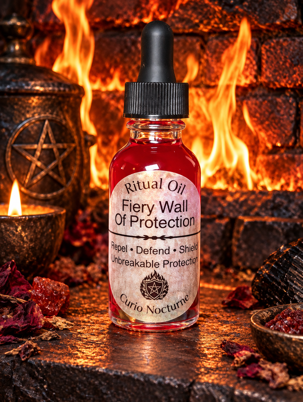 Fiery Wall of Protection Oil • Unbreakable Defense, Commanding Protection & Return to Sender Ritual Oil
