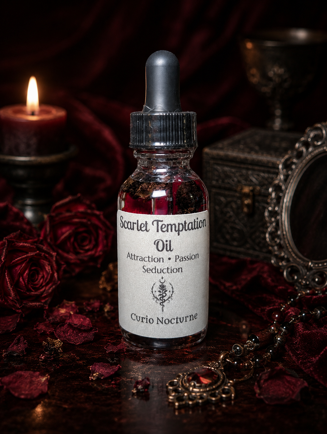Scarlet Temptation Oil • Attraction, Desire & Seduction, Love Drawing, Passion, Confidence & Magnetic Energy, Intention Oil