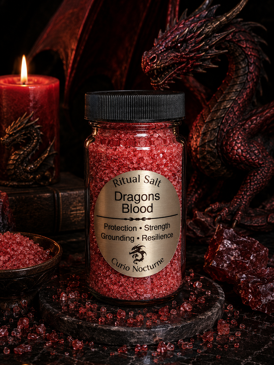 Dragon's Blood Ritual Salt – Protection • Strength • Grounding • Resilience | 4 oz Glass Jar
