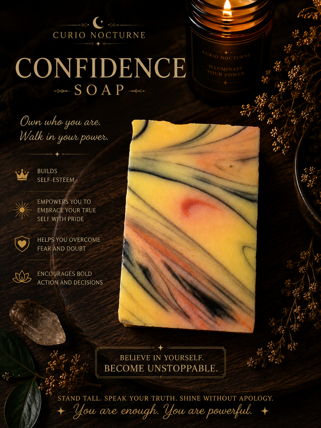 Confidence Ritual Soap • Personal Power & Boldness Intention Soap • Orange Patchouli Amber Handmade Bar • Courage, Self Confidence, Success