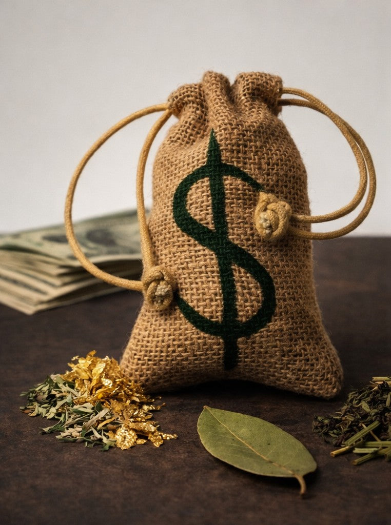 Money Drawing Mojo Sachet • Handpainted and Spelled Prosperity Charm for Wealth, Abundance & Financial Attraction
