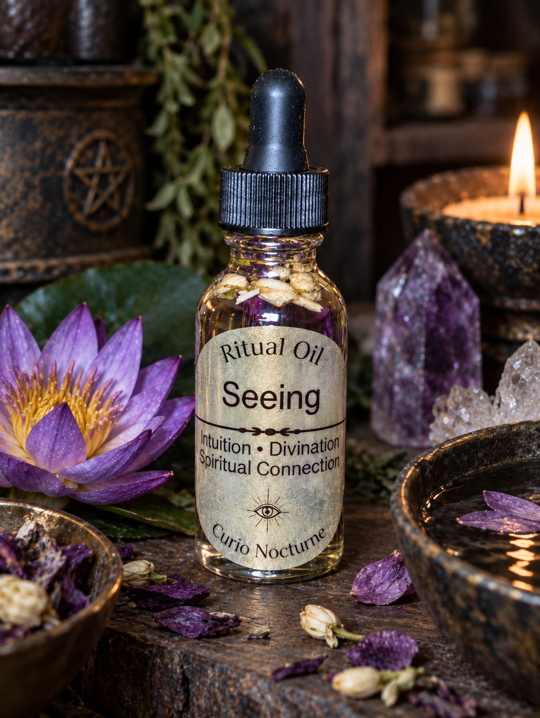 Seeing Oil • Intuition & Psychic Awareness Oil • Third Eye, Divination, Dream Work, Spiritual Insight Ritual Oil
