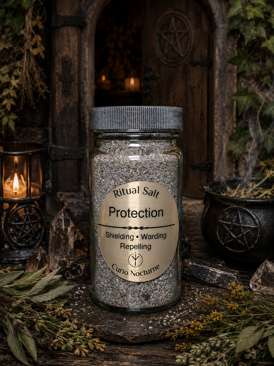 Protection Ritual Salt • Shielding • Warding • Energy Protection • Spiritual Cleansing • Handcrafted Ritual Salt • 4 oz Glass Jar
