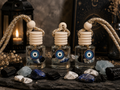Evil Eye Crystal Oil Diffuser • Hanging Car Diffuser • Protection & Peace Aromatherapy Diffuser • Lapis Lazuli, Black Tourmaline, Howlite & Aquamarine