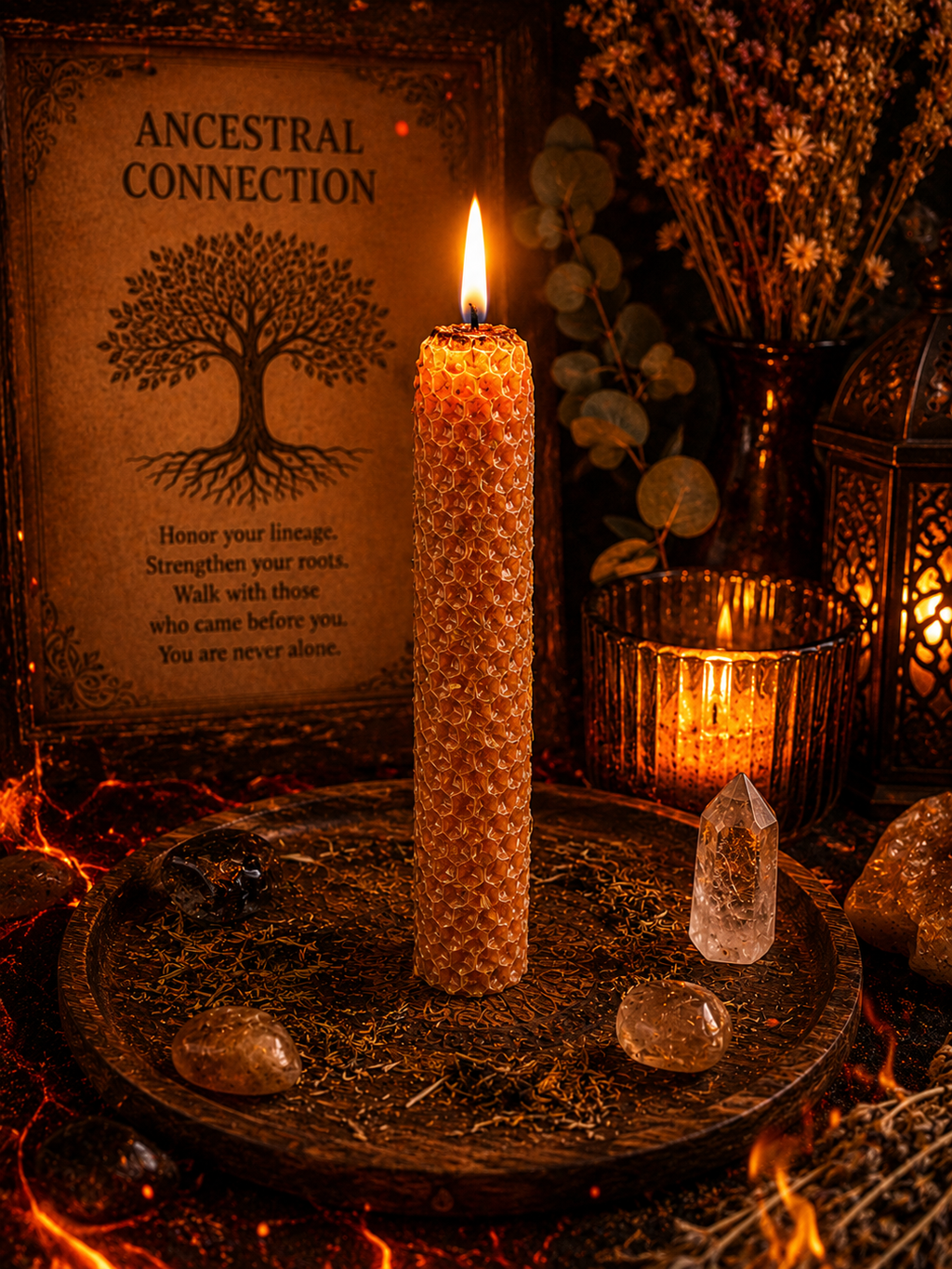 Ancestral Connections Ritual Beeswax Candles • Ancestor Veneration & Spiritual Guidance • Hand Rolled Spell Candles for  • Set of 2