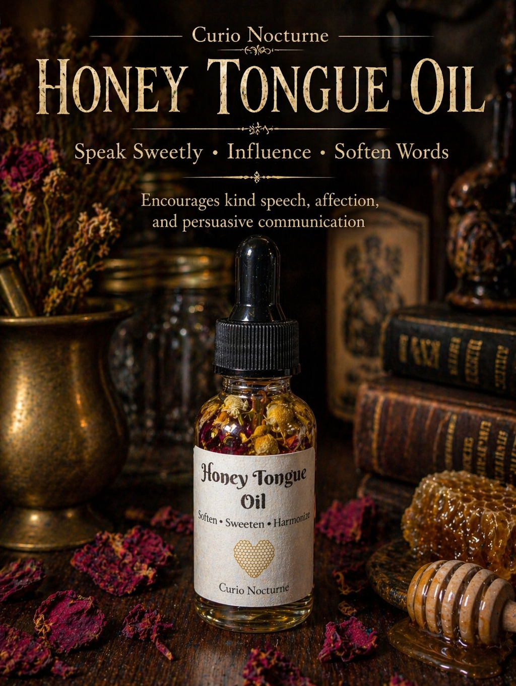 Honey Tongue Oil • Sweeten Communication, Influence Words, Relationship Harmony Oil, Persuasion & Kind Speech Ritual Oil