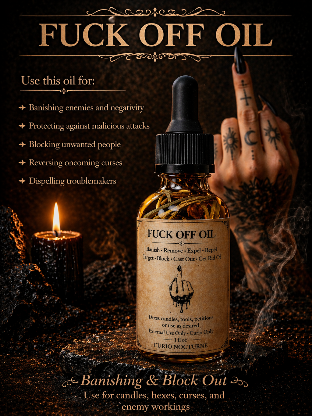 Banishing & Protection Oil • F*ck Off Oil, Remove Negative Energy, Return to Sender, Spiritual Defense