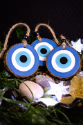 Evil Eye Wood Charm • Hand Painted Protection Ornament • Rustic Wooden Talisman • Witchy Decor • Spiritual Protection • Evil Eye Hanging