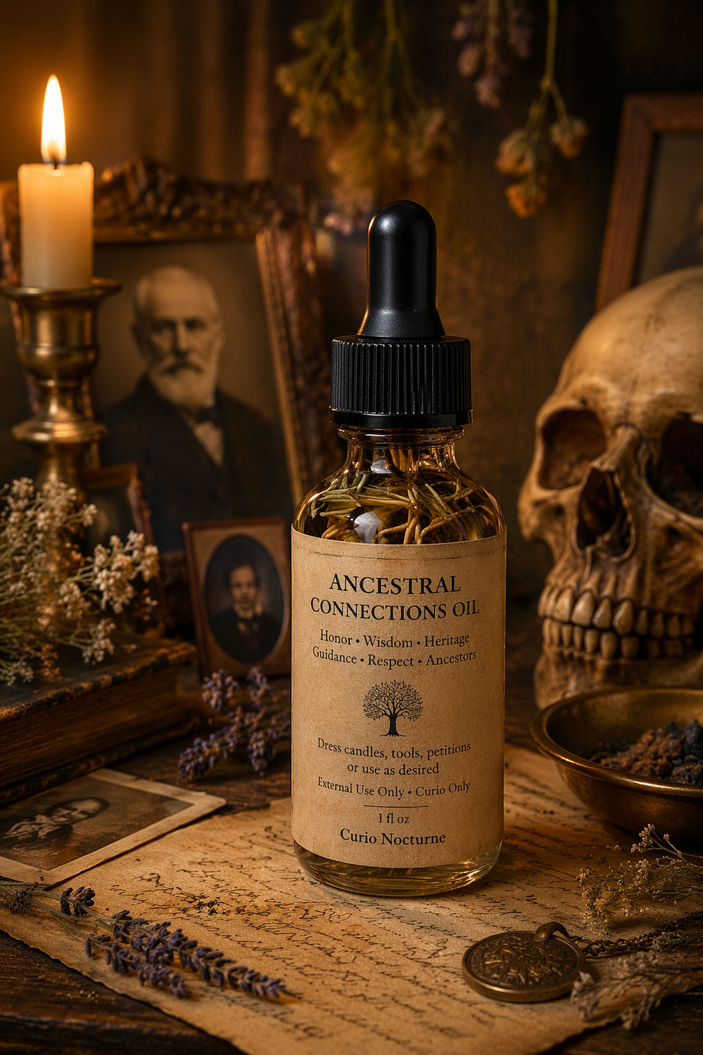 Ancestral Connection Oil • Ancestor Communication, Spirit Guide Work, Lineage Healing, Hoodoo Oil, Spiritual Ancestral Work