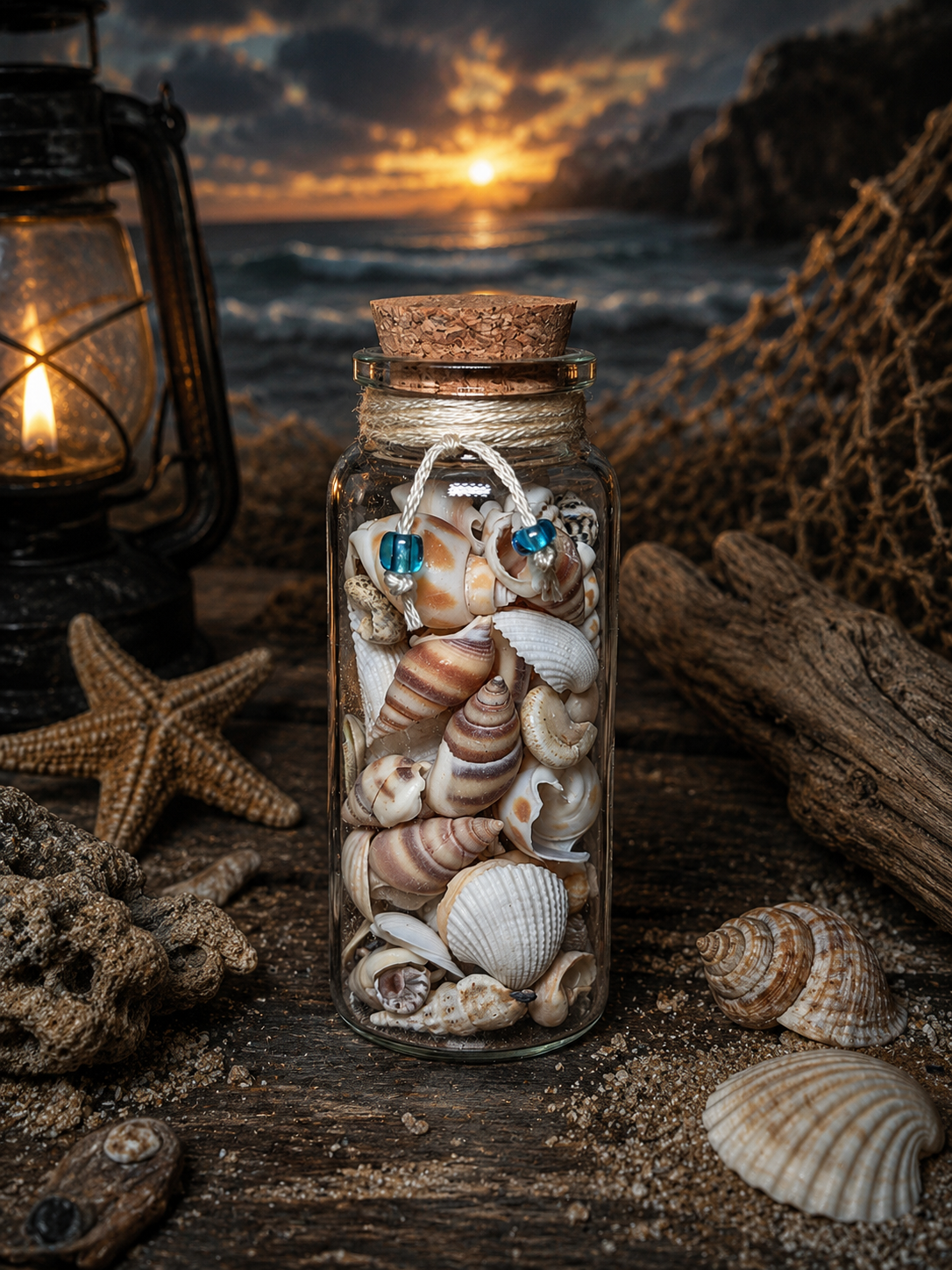 Seashell Bottle • Shells in Corked Glass • Altar Decor, Ocean Magic, Spell & Ritual Supplies