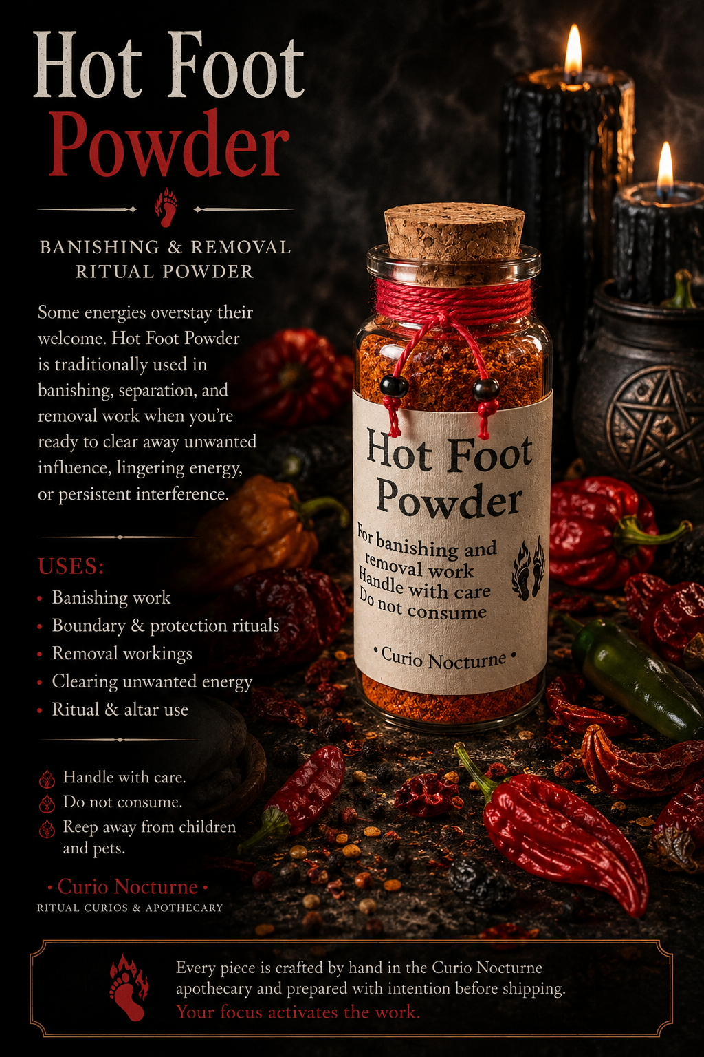 Hot Foot Powder • Ritual Powder for Removal, Separation & Boundary Work • Banishing Powder