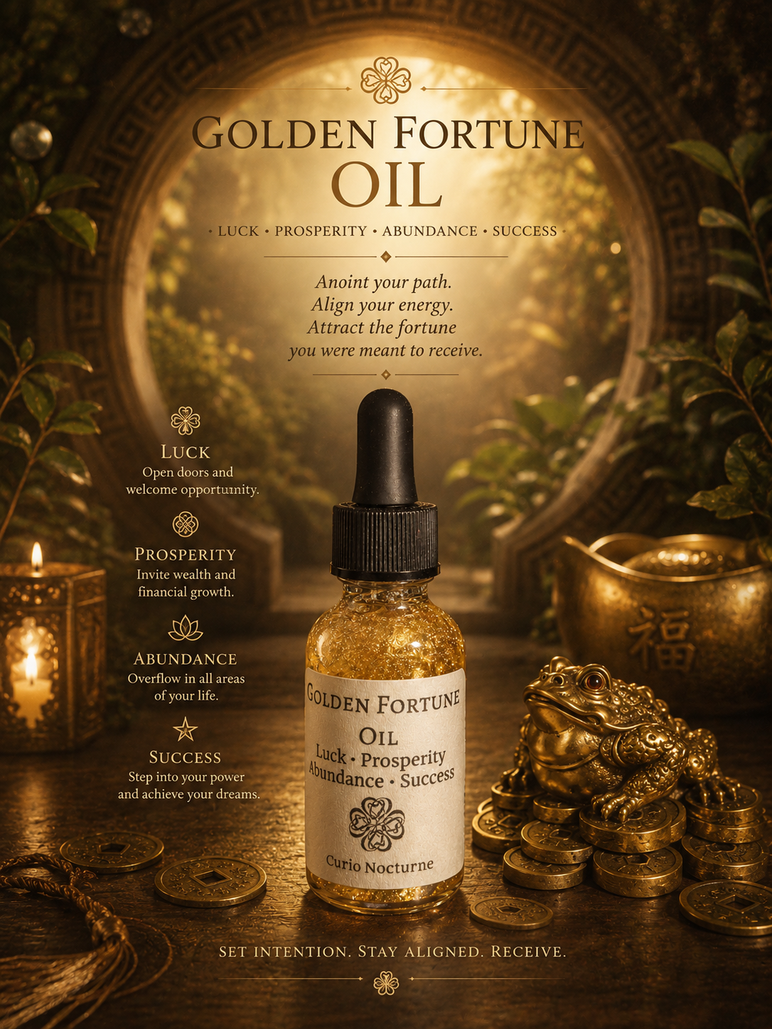 Trinity of Fortune Oil Set • Road Opener, Money Drawing & Golden Fortune • Abundance, Luck, Opportunity Ritual Oils Bundle