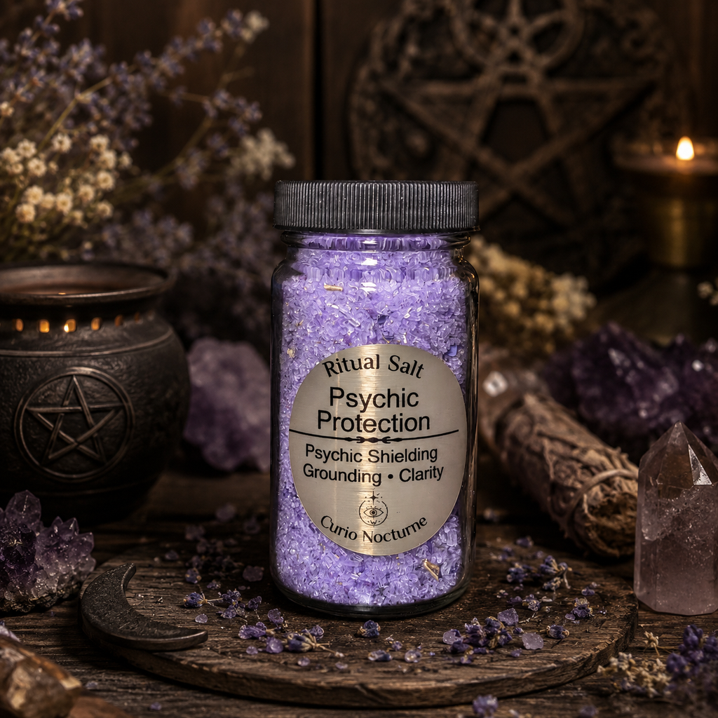 Psychic Protection Ritual Salt • Psychic Shielding • Grounding • Clarity • Spiritual Protection • 4 oz Glass Jar