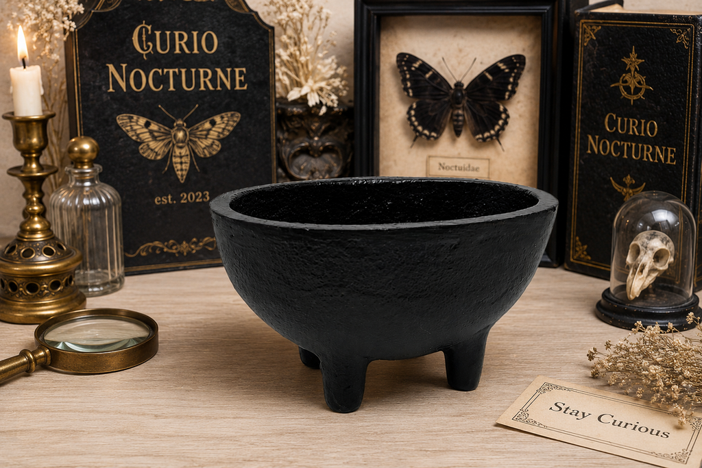 Cast Iron Incense Burner Cauldron • 4" Smudge Pot for Sage, Resin & Charcoal • Altar Bowl • Ritual and  Meditation Tool
