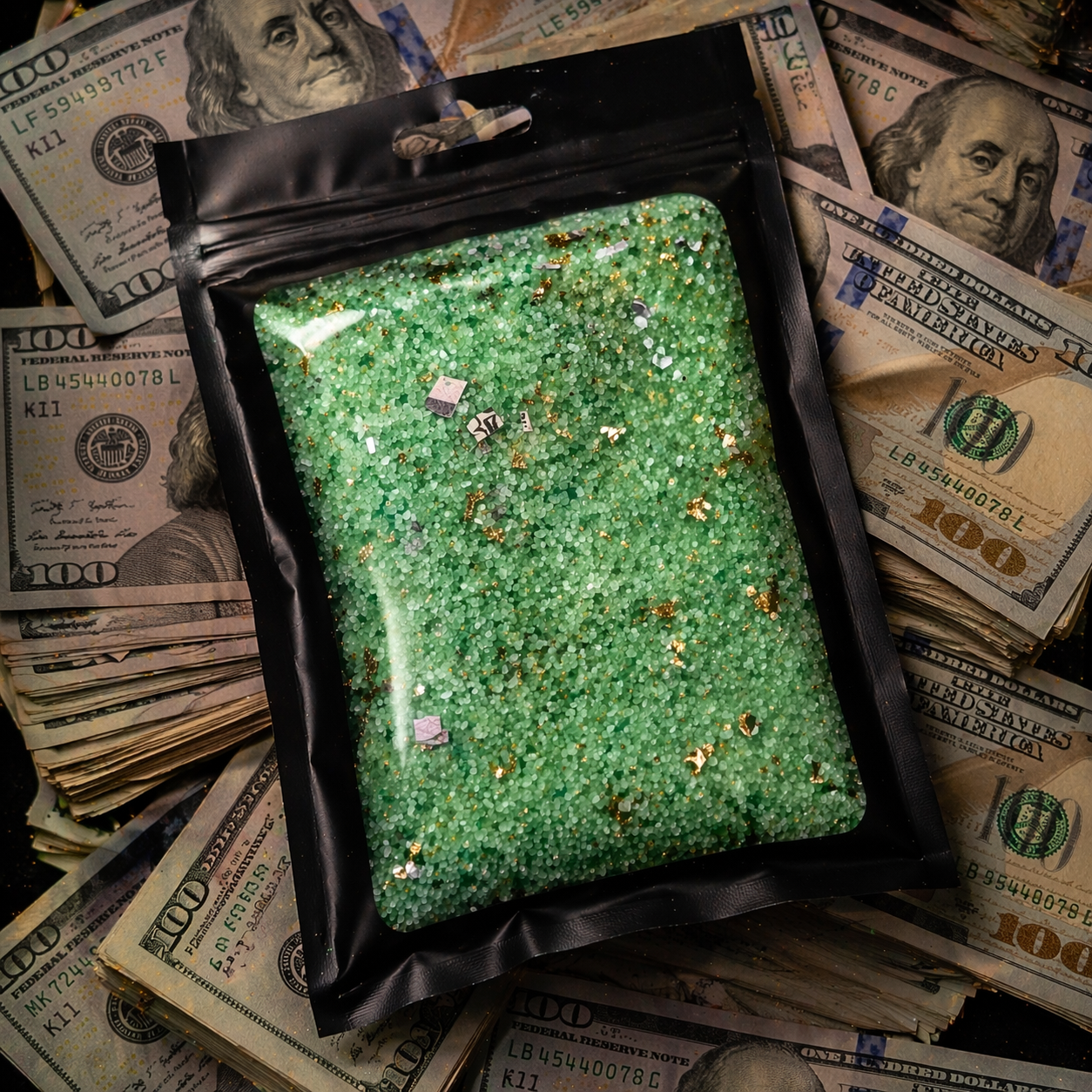 Money Manifest Ritual Salt • Abundance & Prosperity Spell Salt with Pyrite and Shredded Money • Money Bowl, Bath, Attraction Work