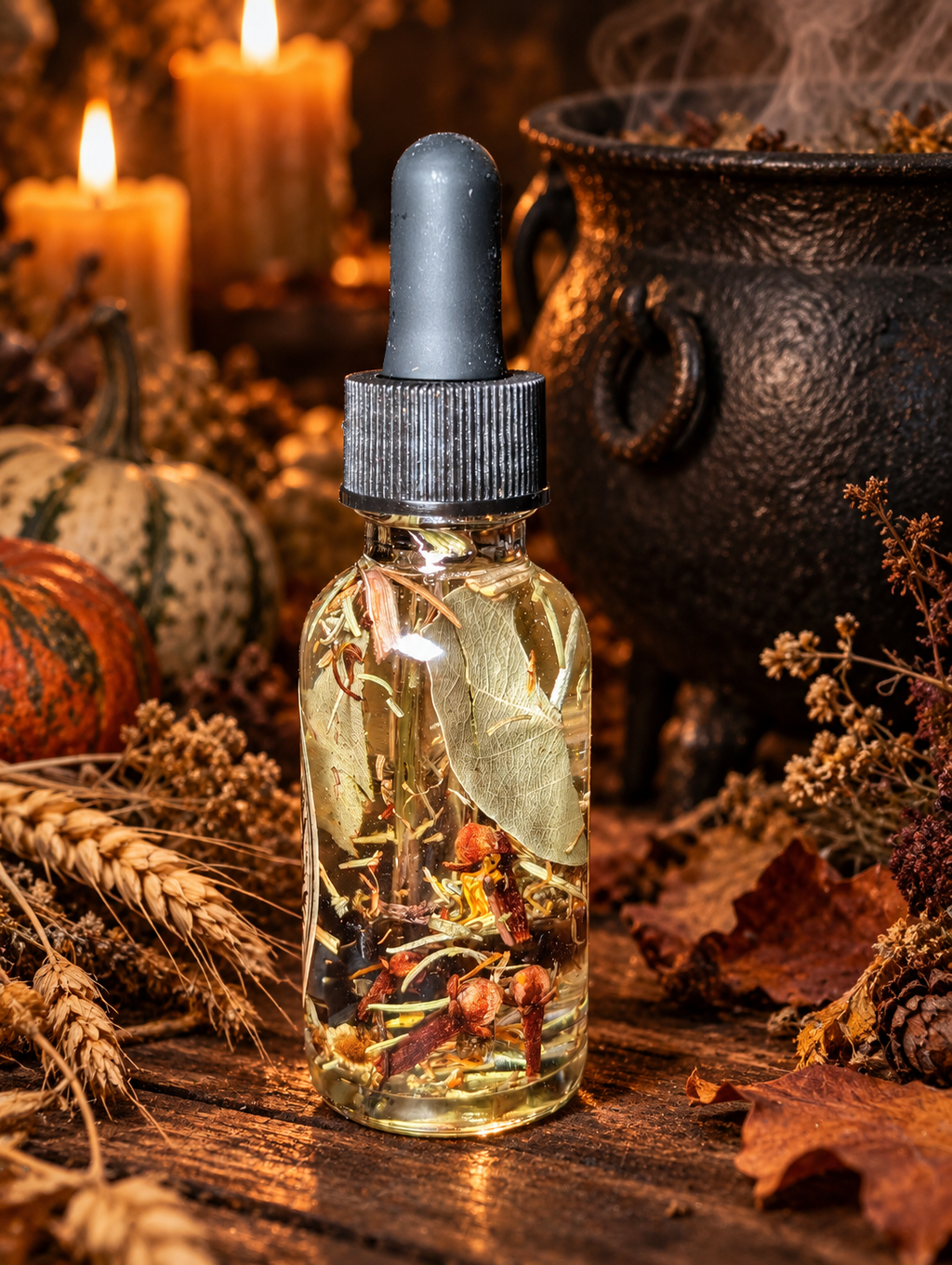 Samhain Ritual Oil with Black Obsidian • Ancestor Work, Remembrance, Divination & Protection