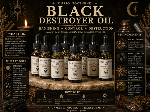 Black Destroyer Oil • Hex Breaking Oil • Protection & Control Conjure Oil • Remove Negativity • Spiritual Cleansing Oil
