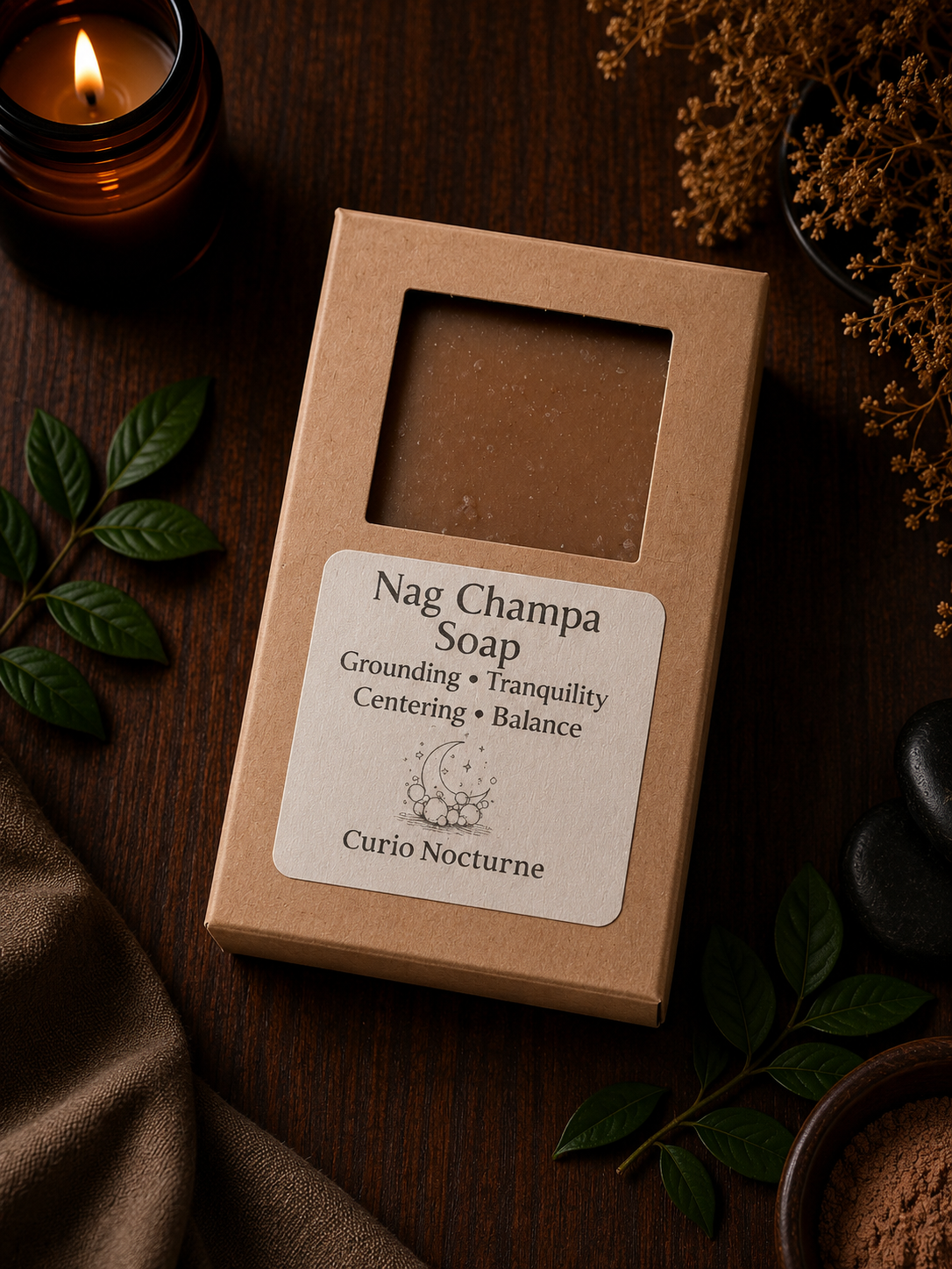 Nag Champa Mud Soap • Handmade Ritual Soap for Grounding, Balance & Spiritual Cleansing • Rhassoul Clay Soap