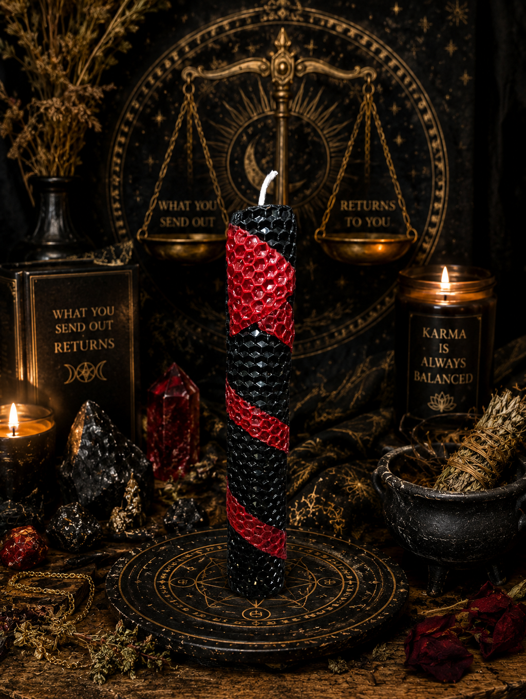 Return to Sender Spelled Candle • Karmic Protection Ritual Candle with Herbs & Intention Oils • Handcrafted Spiritual Energy Protection