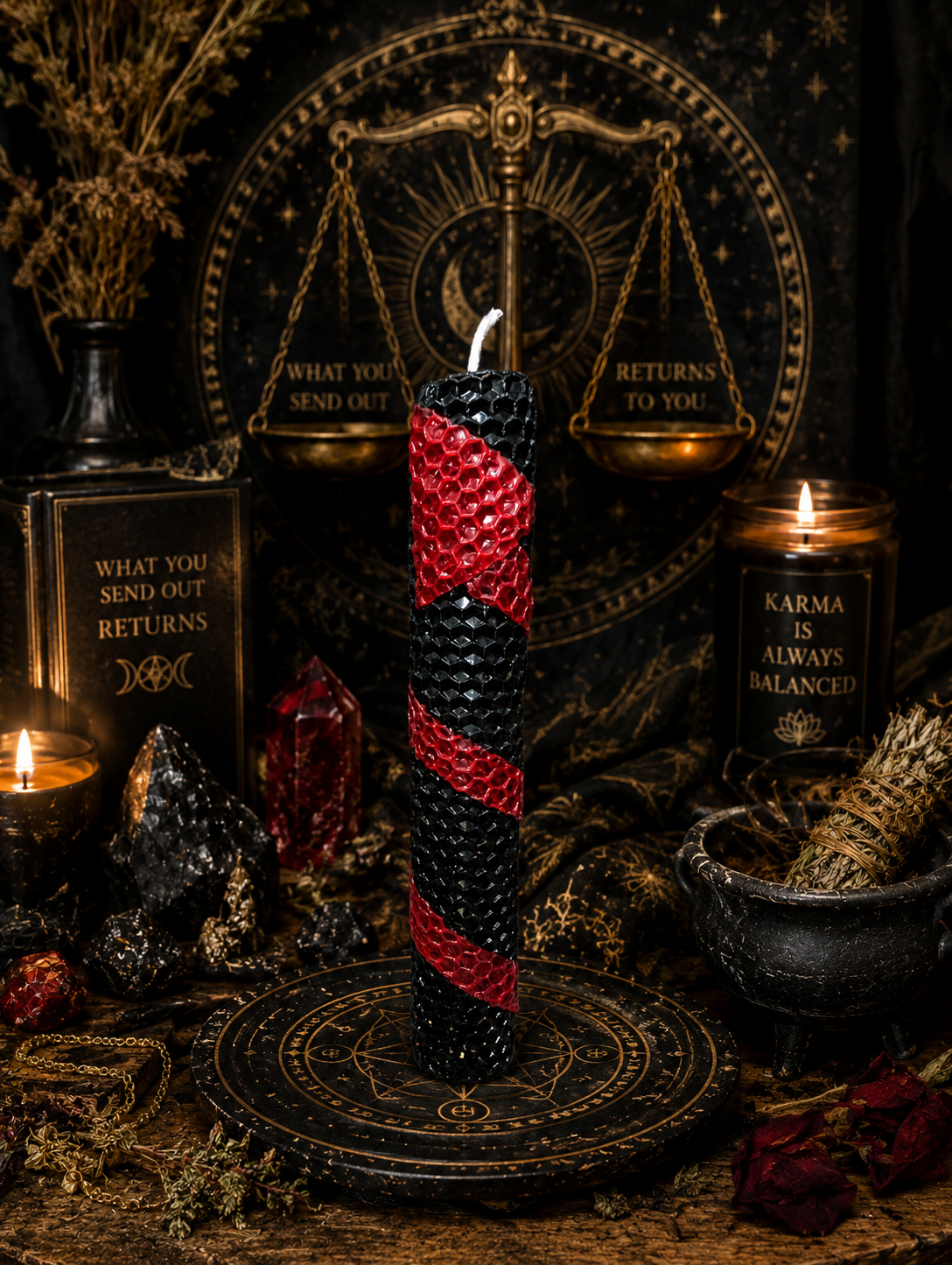 Return to Sender Spelled Candle • Karmic Protection Ritual Candle with Herbs & Intention Oils • Handcrafted Spiritual Energy Protection