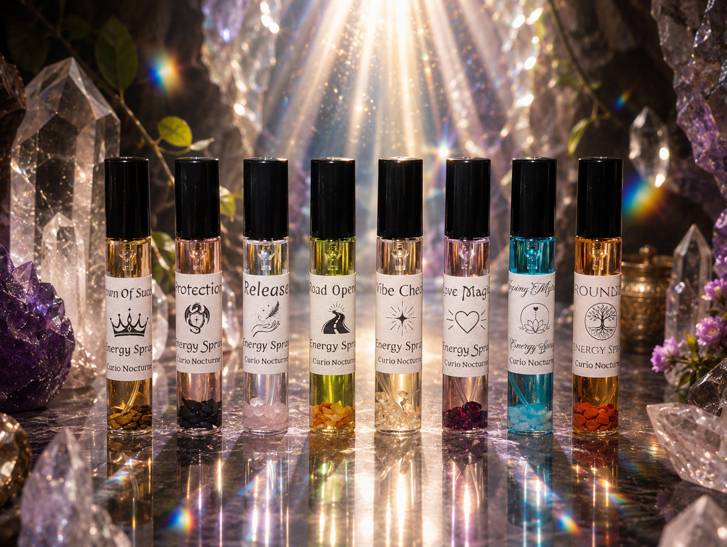 Crystal Infused Energy Spray • Spiritual Spray for Personal Energy, Ritual Work, Meditation & Daily Intentions • Spells and Manifesting