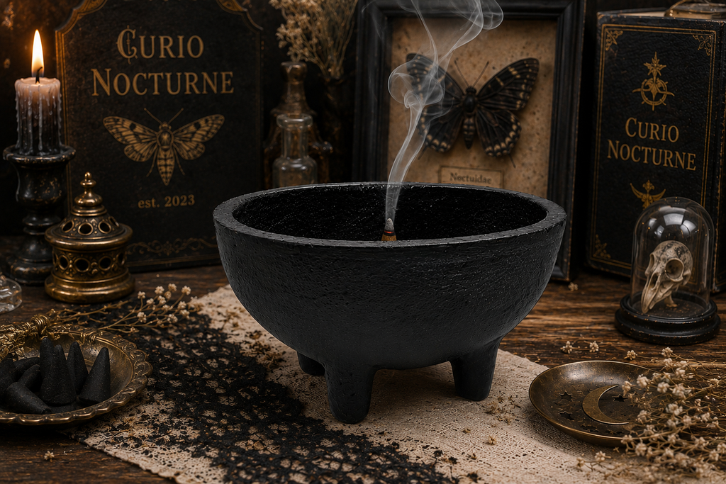 Cast Iron Incense Burner Cauldron • 4" Smudge Pot for Sage, Resin & Charcoal • Altar Bowl • Ritual and  Meditation Tool