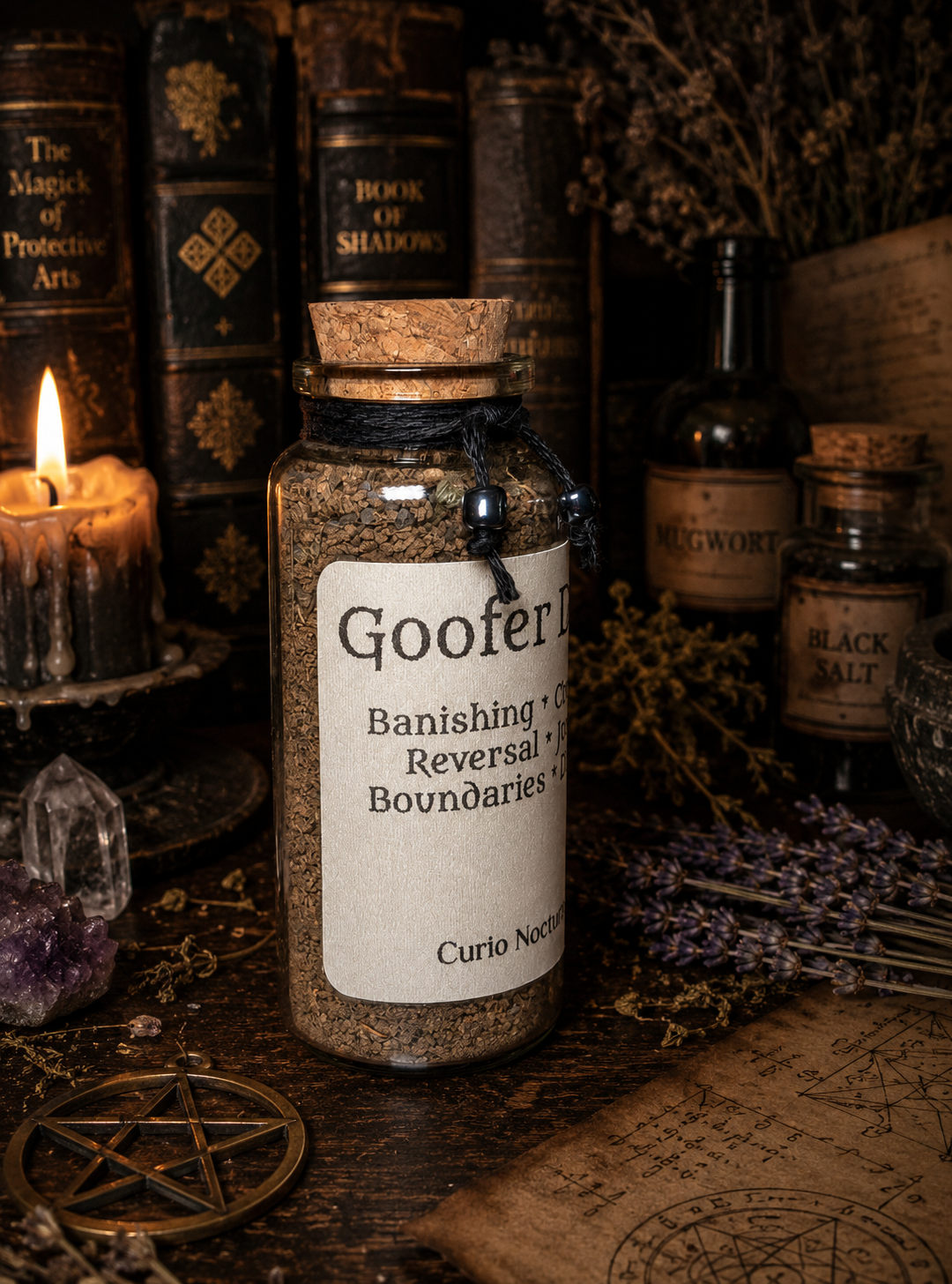 Goofer Dust Conjure Powder • Crossing, Hexing, Baneful Work, Protection • Glass Bottle