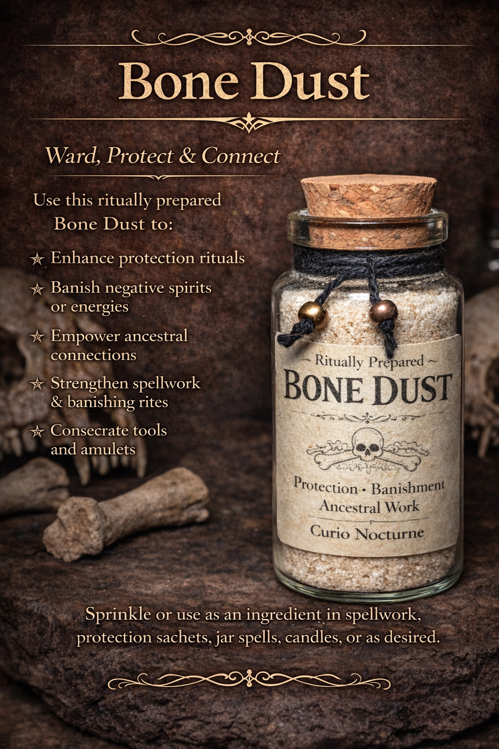 Bone Dust • Ritually Prepared | Ethically Sourced • Protection, Banishing, Ancestral Work • Witchcraft & Ritual Supplies