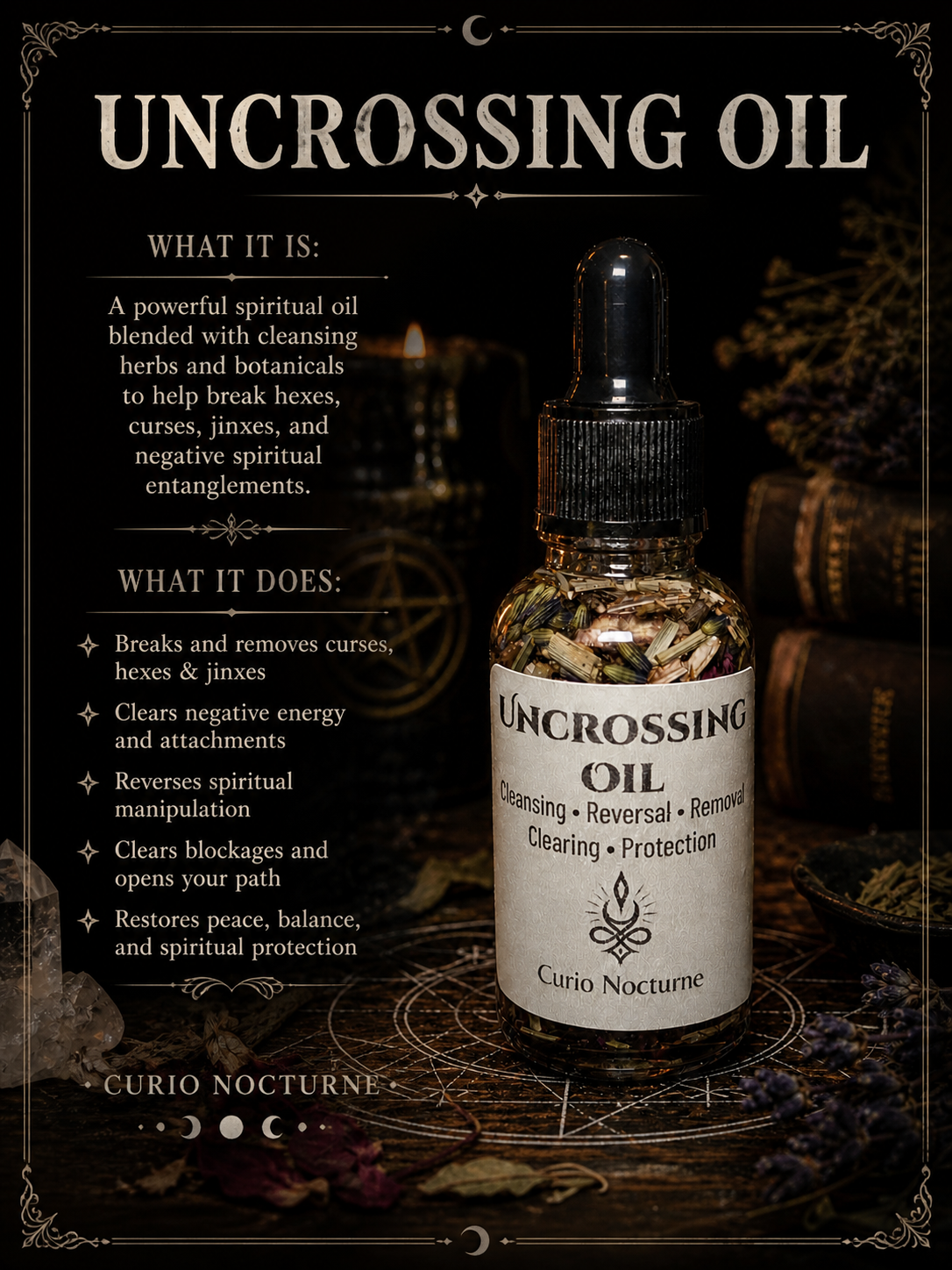 Uncrossing Oil  • Remove Negative Energy, Spiritual Cleansing, Protection, Hex & Curse Removal, Energy Clearing, Intention Oil